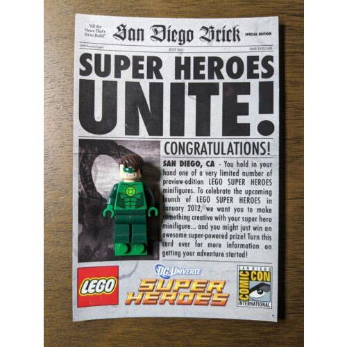 2011 Sdcc Exclusive Lego Green Lantern Minifigure San Diego Comic Con Very Rare