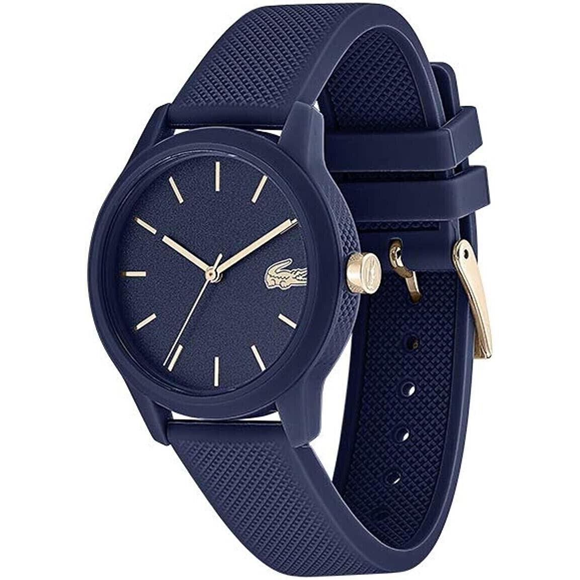 Lacoste 2001067 Unisex Watch Rose Gold Tone Blue Rubber Strap - Ships Free