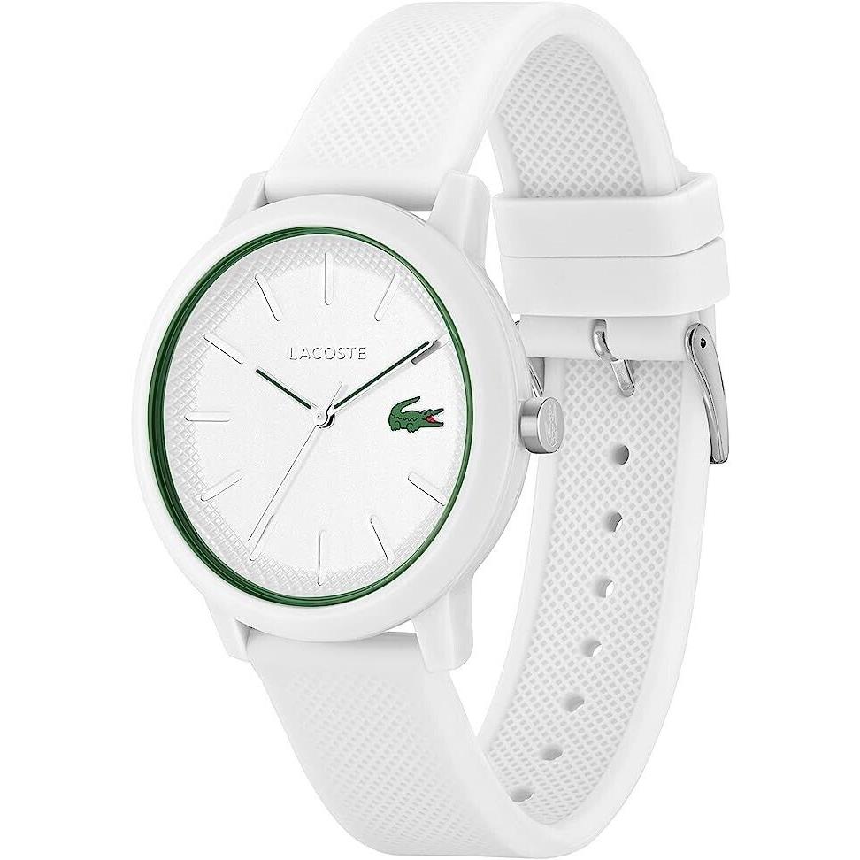 Lacoste L.12.12 White/green Silicone Classic Strap Men`s Watch 2011169