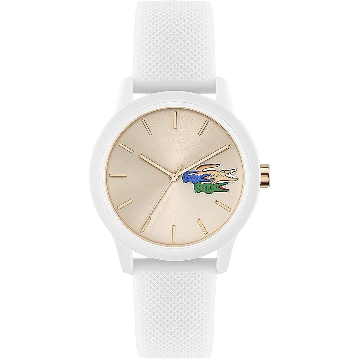 Lacoste L.12.12 White Silicone Petit Piqu Pattern Strap Watch 2001183