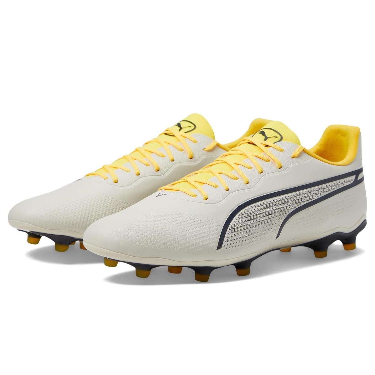 Man`s Sneakers Athletic Shoes Puma King Pro Firm Ground/artificial Ground Alpine Snow/Asphalt/Yellow Blaze