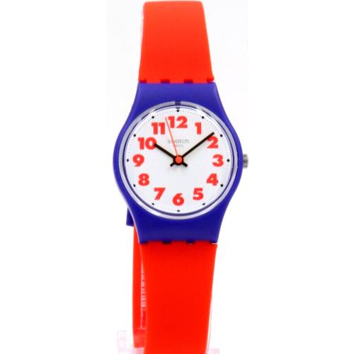 Swiss Swatch Waswola Red and Blue Silicone Women Petite Watch 25mm LS116