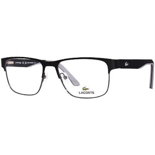 Lacoste L2291 001 Eyeglasses Frame Men`s Black Full Rim Rectangle Shape 54mm
