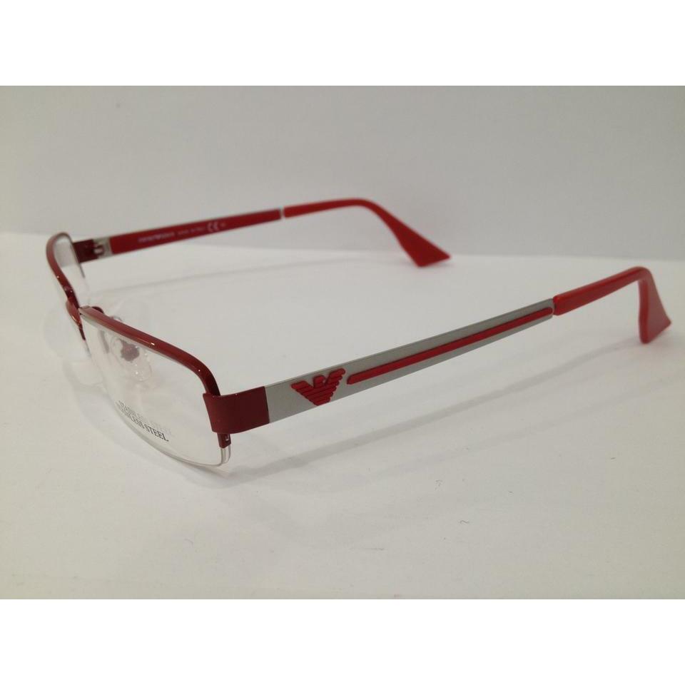 Emporio Armani EA9675 ST0 Neon Red Metal Semi Rim Eyeglasses 51-19-140 Italy RX