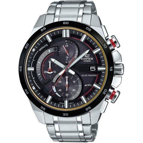 Casio Men`s Watch Edifice Tough Solar Chronograph Black Dial Steel EQS600DB-1A4
