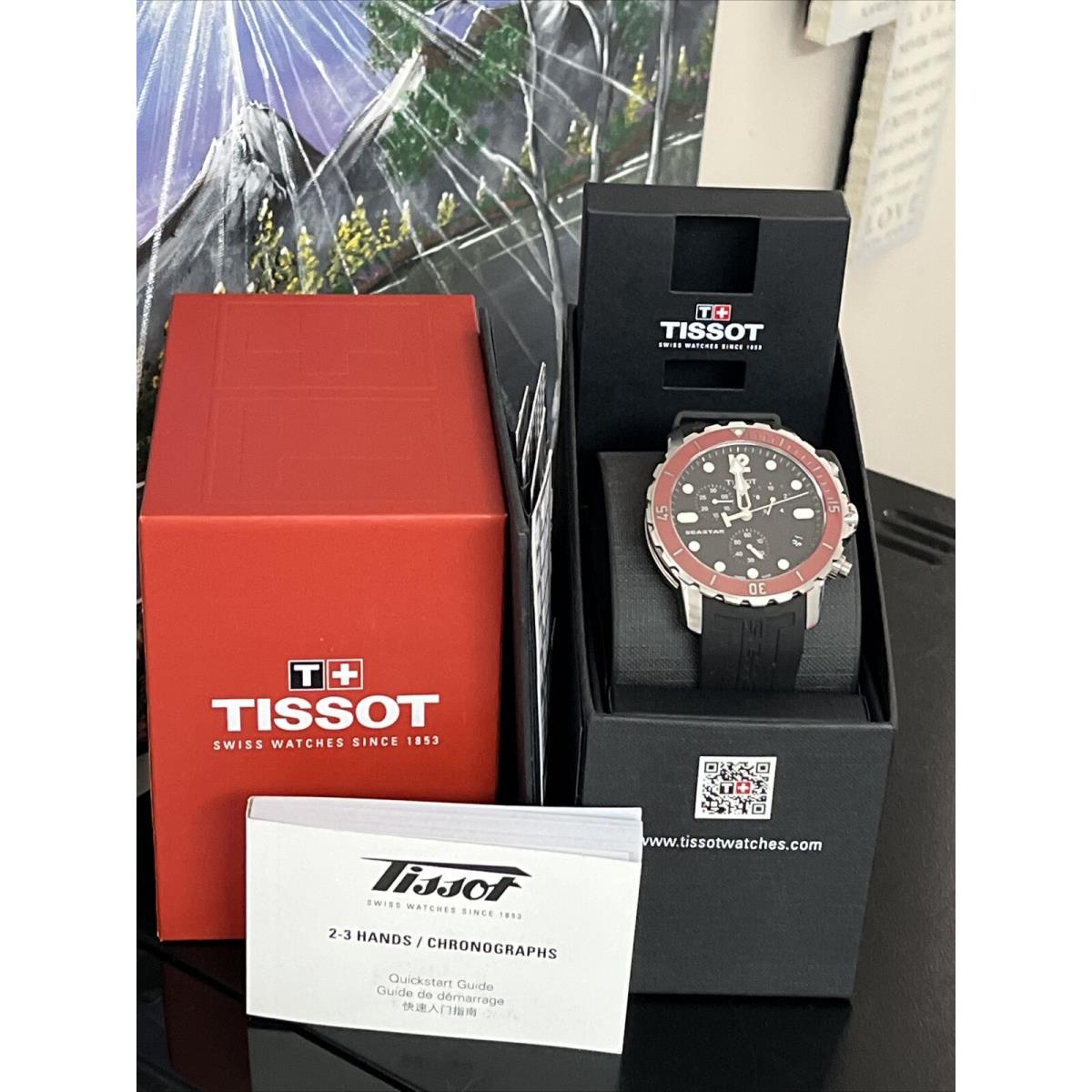 Tissot Seastar T066417A Chronograph Men`s Wrist Watch Red Black