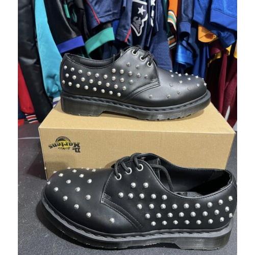 Dr Martens 1461 Stud Wanama Leather Oxford Shoes Black Unisex 9 Men 10 Women