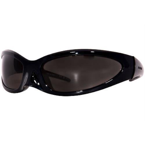 Balenciaga BB0251S 001 Sunglasses Women`s Black/grey Lenses Wrap Style 80mm