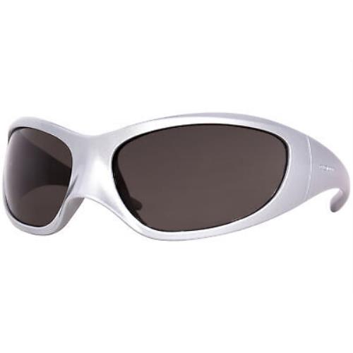 Balenciaga BB0252S 005 Sunglasses Women`s Silver/grey Lenses Wrap Style 80mm