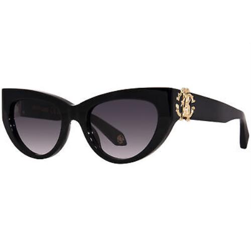 Roberto Cavalli SRC017 0700 Sunglasses Women`s Shiny Black/grey Gradient 53mm