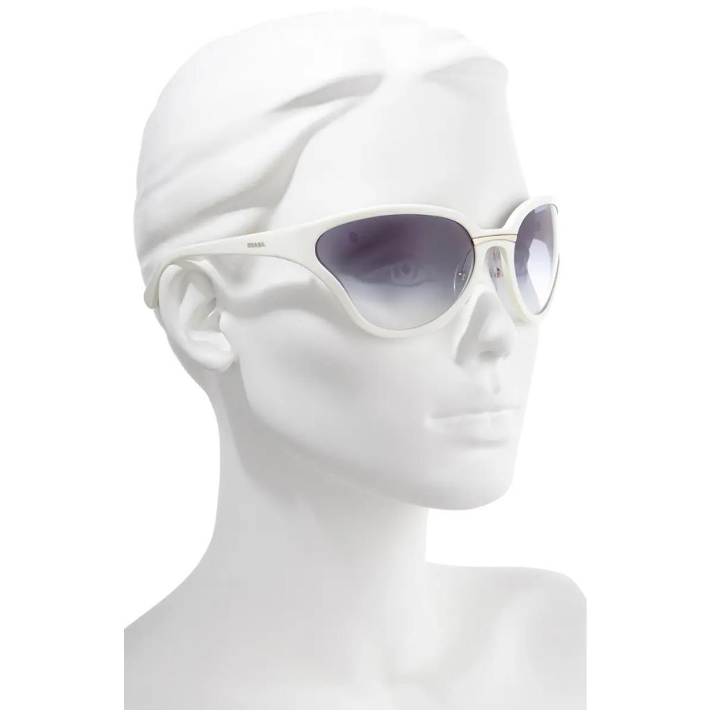 Prada 68mm Oversize Wrap Butterfly Sunglasses in White/grey Gradient