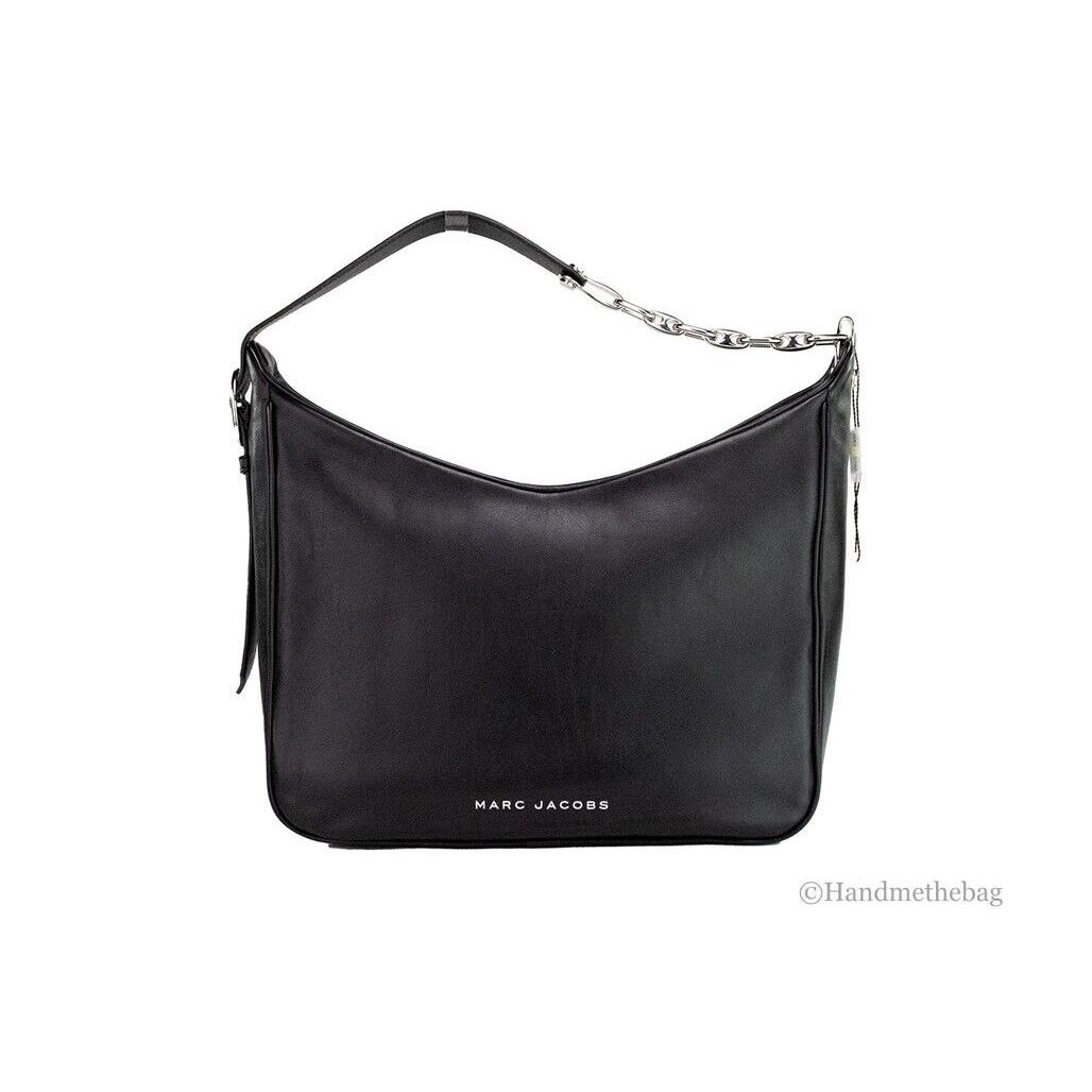 Marc Jacobs Tempo Large Black Smooth Leather Hobo Convertible Shoulder Bag Purse