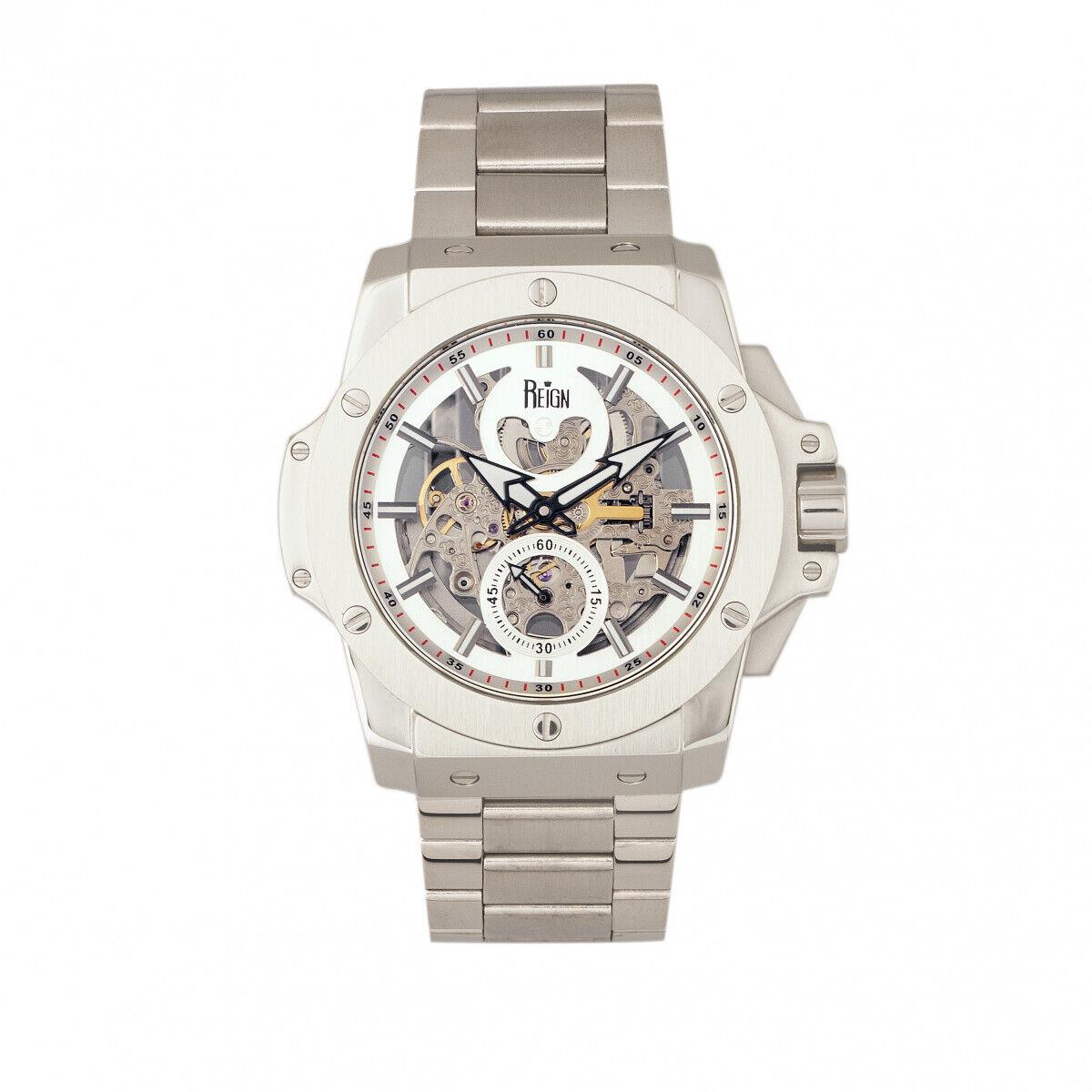 Reign Commodus Automatic Skeleton Bracelet Watch - Silver