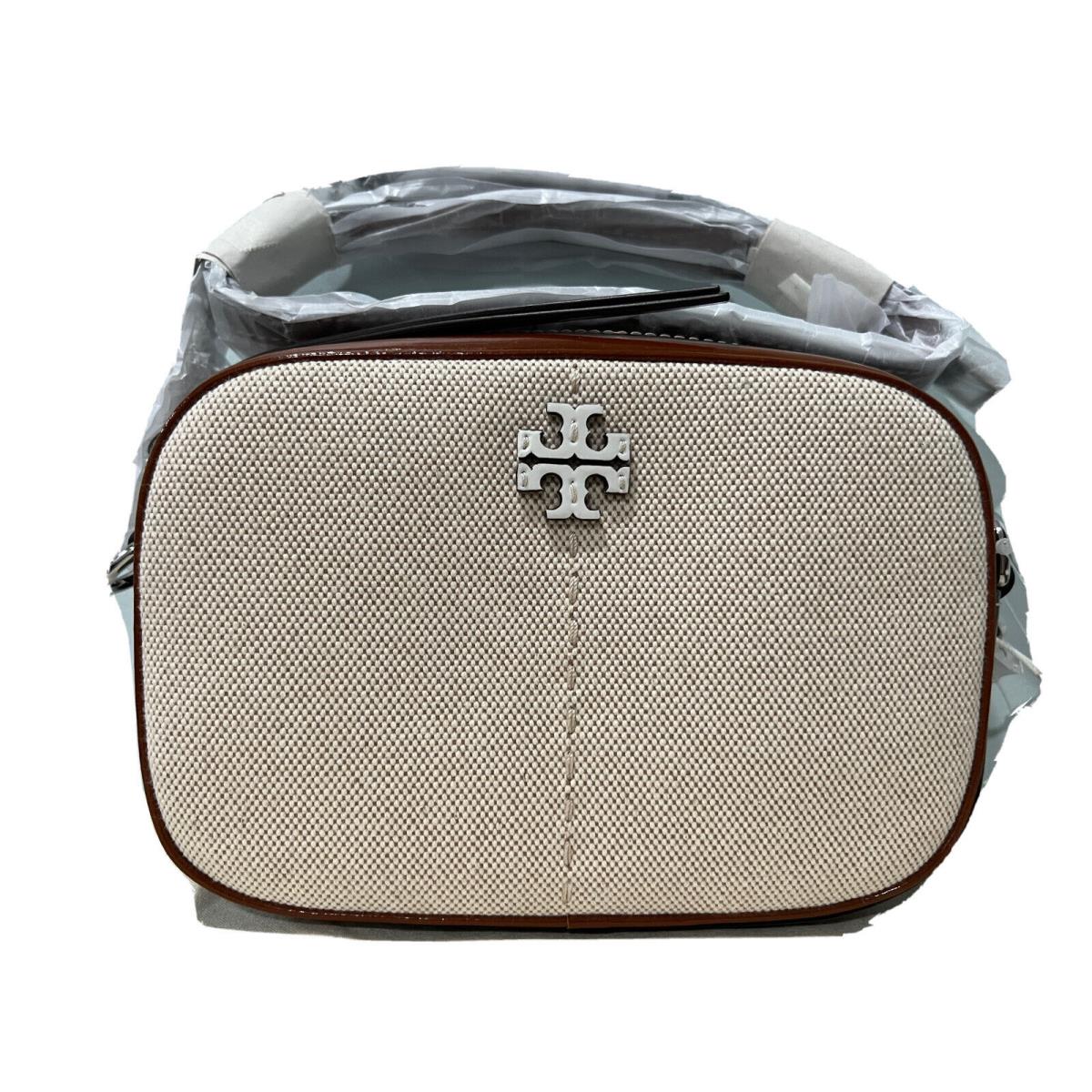 Tory Burch Mcgraw Colorblock Canvas Camera Bag Crossbody Natural/sienna