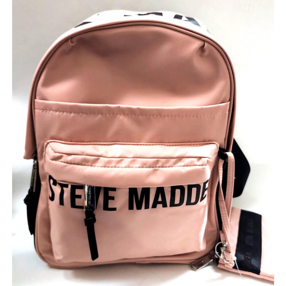 Steve Madden Pink Rose Nylon Black Accent Mini Pouch Backpack Bag