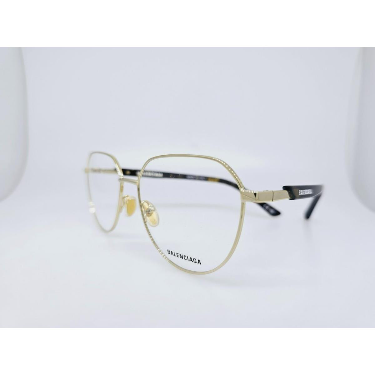 Balenciaga 0249O 002 55MM Gold Frame Havan Arms Clear Demo Lenes