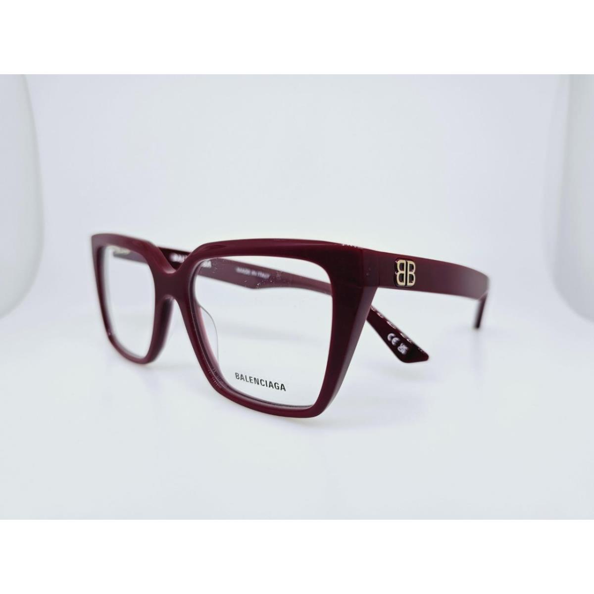 Balenciaga 0130O 006 53MM Burgundy Frame with Clear Demo Lenses