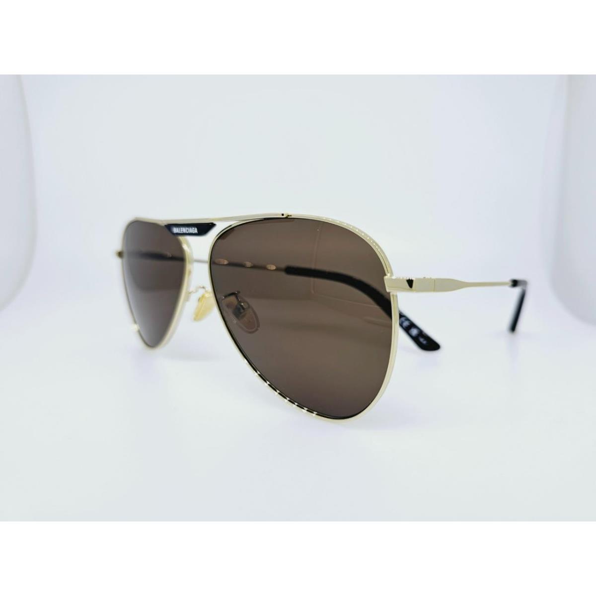 Balenciaga Sunglasses 0244S 003 62MM Gold Frame with Dark Brown Lenses