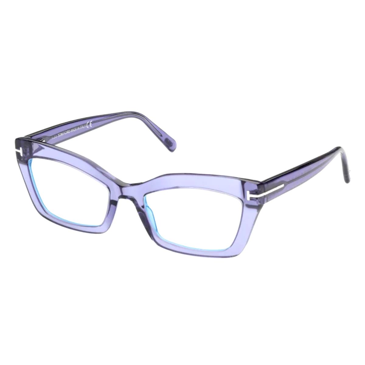 Tom Ford Blue Blocking Eyeglasses TF 5766-B 078 54-19 Lilac Cat Eyes Frames - Frame: , Lens: Clear Blue Block Lenses