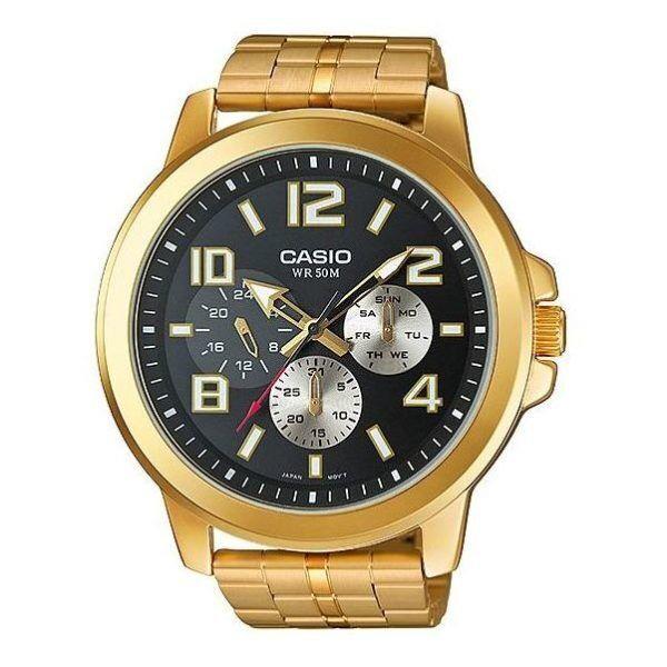 Casio Stainless Steel Black Dial Analog Gold Men`s Wrist Watch MTP-X300G-1AVDF