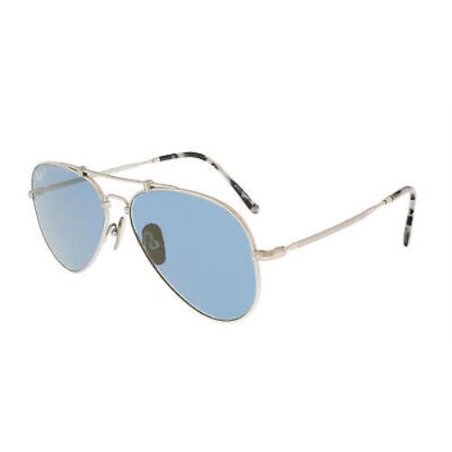 Ray-ban 0RB8125M 9165 Aviator Titanium Silver Polarized Sunglasses - Silver, Frame: Silver, Lens: Blue