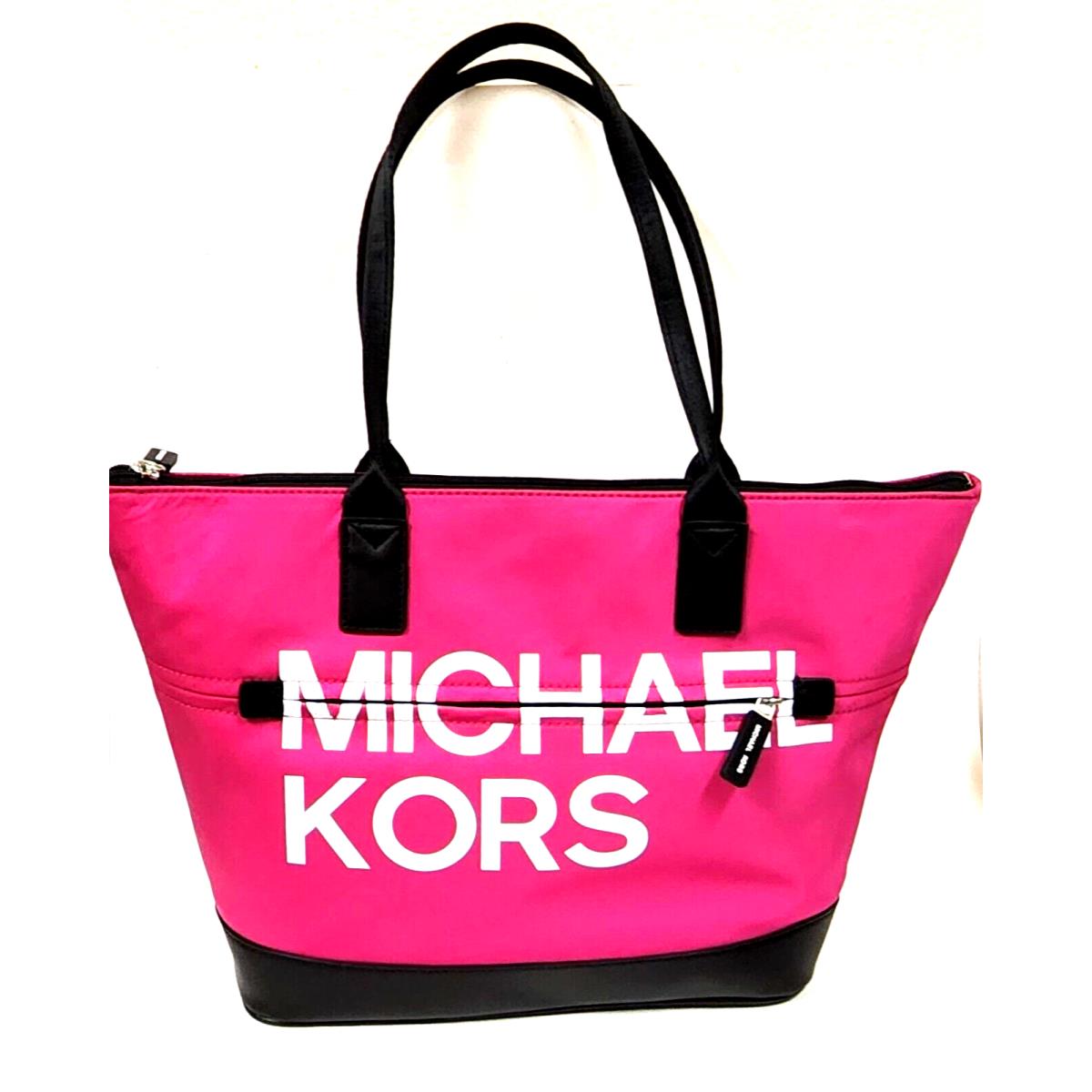 Michael Kors Sport Hot Pink Fuchsia Wild Berry Black Trim Shouldr