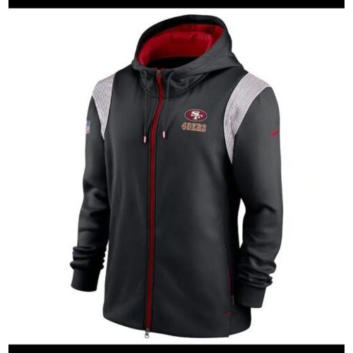 Mens Nike Nfl San Francisco 49ers Therma Lockup Full-zip Hoodie XL Black Jacket