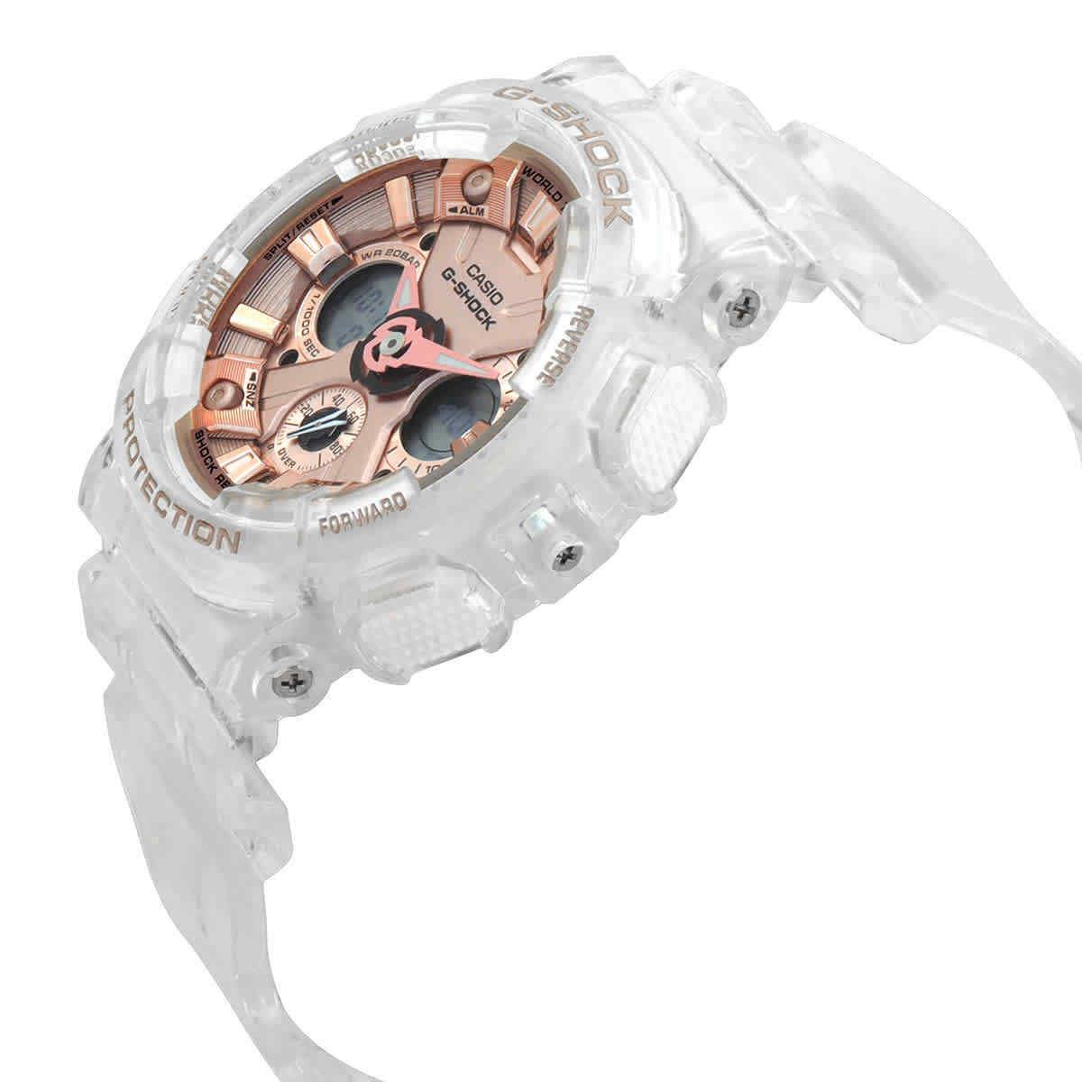 Casio G-shock Perpetual Alarm World Time Chronograph Quartz Analog-digital - Dial: Pink, Band: Clear, Bezel: Transparent