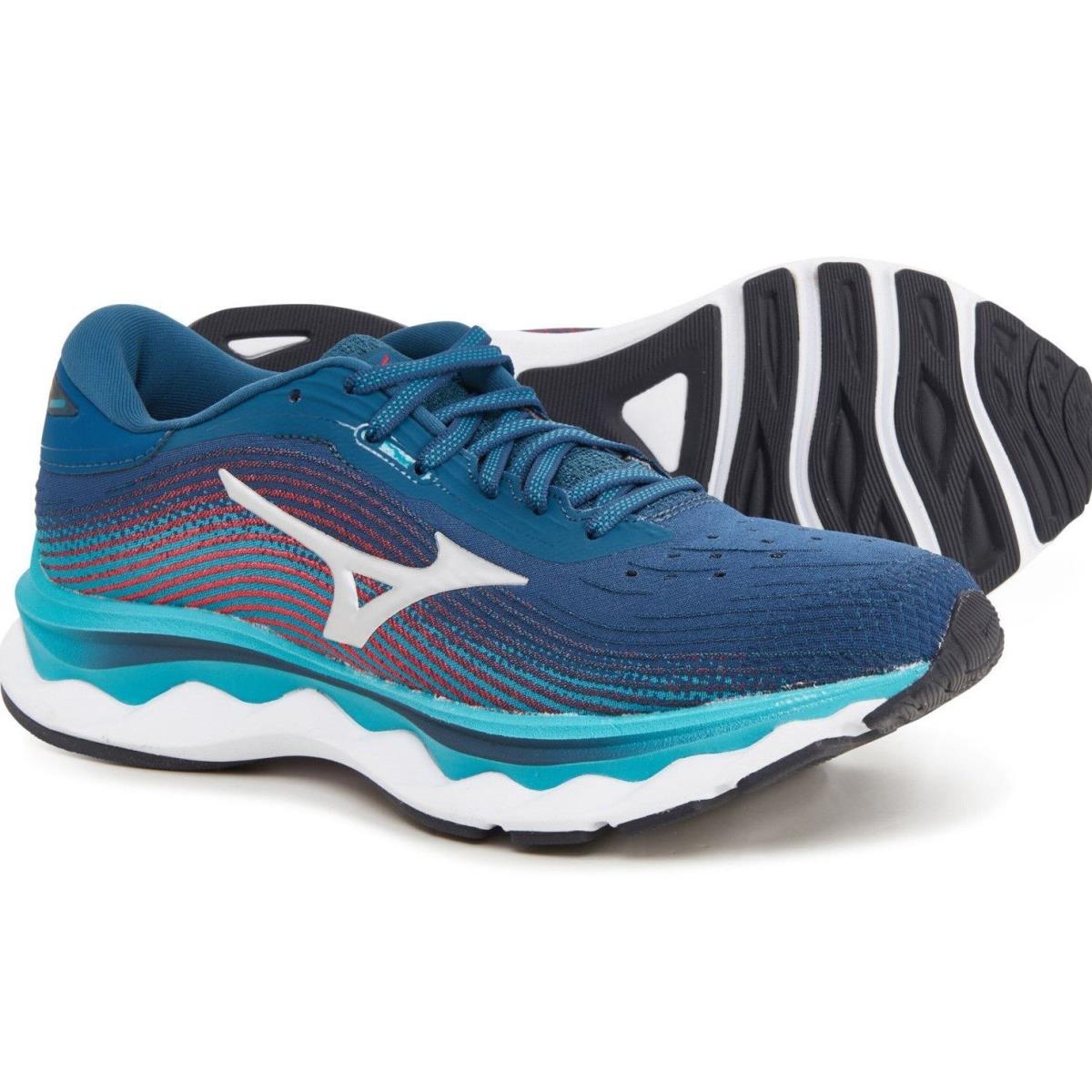 8.5 Woman`s Mizuno Wave Sky 5 Running Shoes Legion Blue/silver Size 8.5