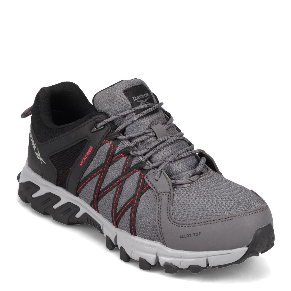 Men`s Reebok Work Trail Grip Low Work Shoe RB3402 Grey Black Synthetic W