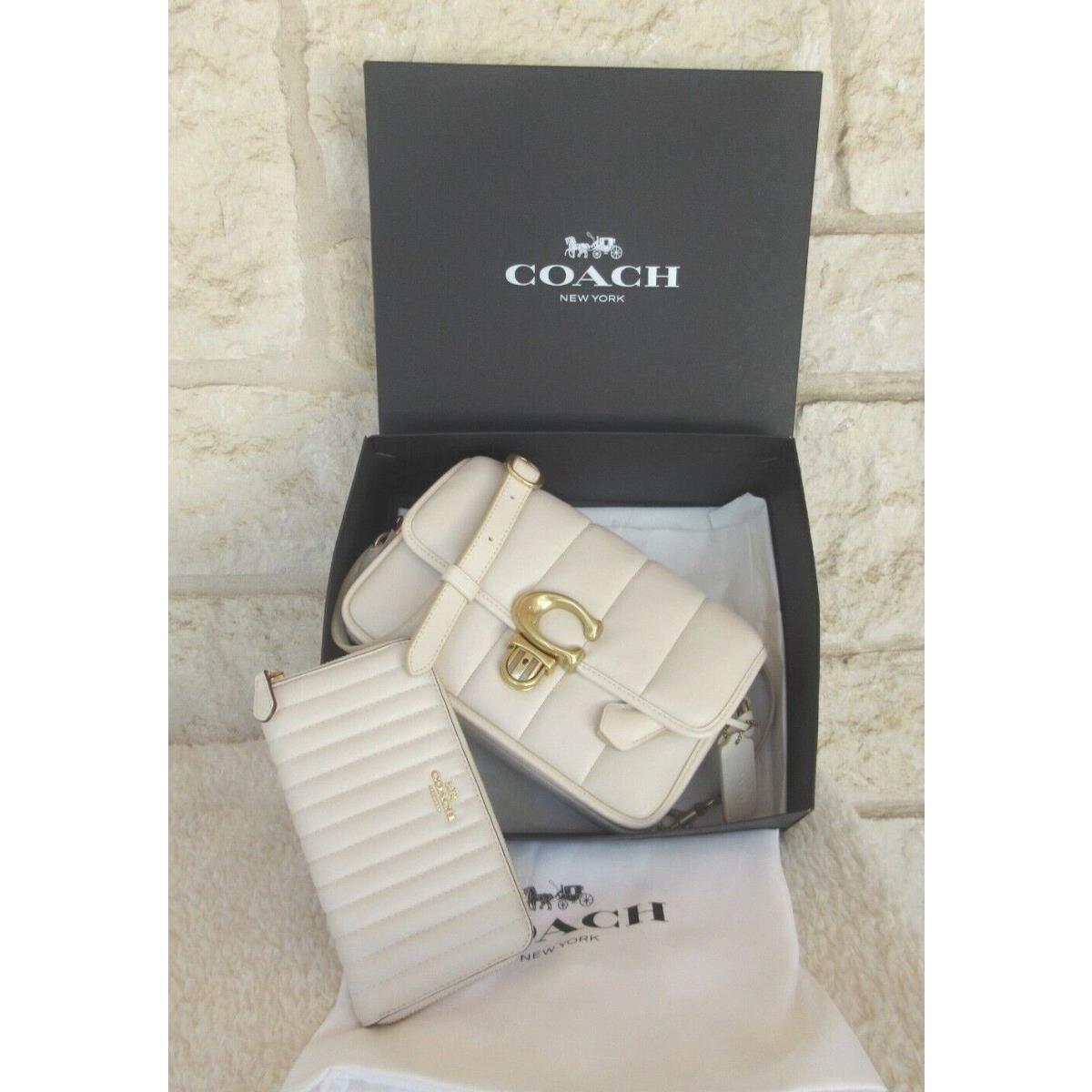 New Coach Studio Chalk Quilted Leather Shoulder Bag Wallet or Purse Set Choice: