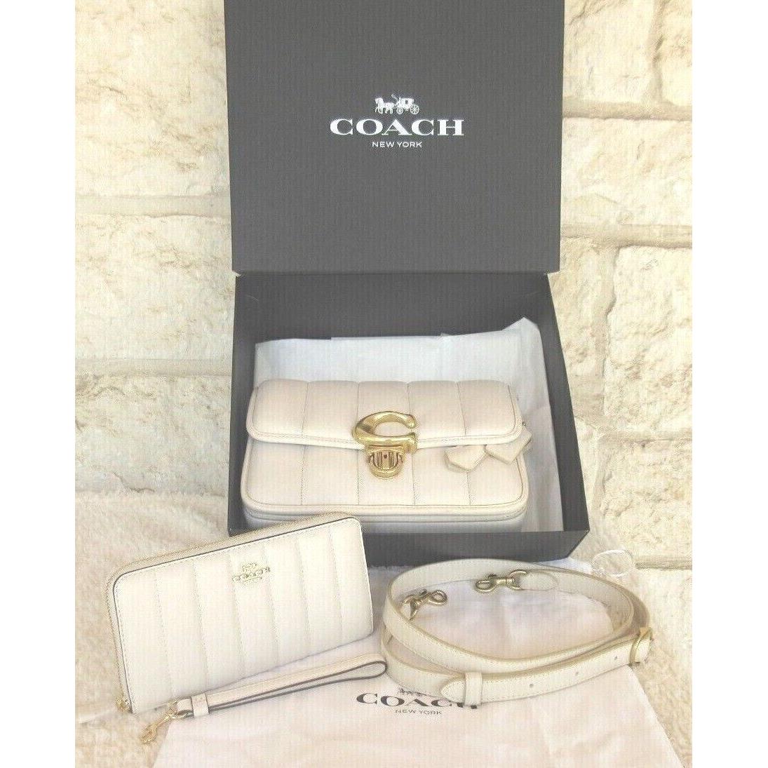 New Coach Studio Chalk Quilted Leather Shoulder Bag Wallet or Purse Set Choice: WRISTLET and PURSE SET 2-PC quilted Studio chalk