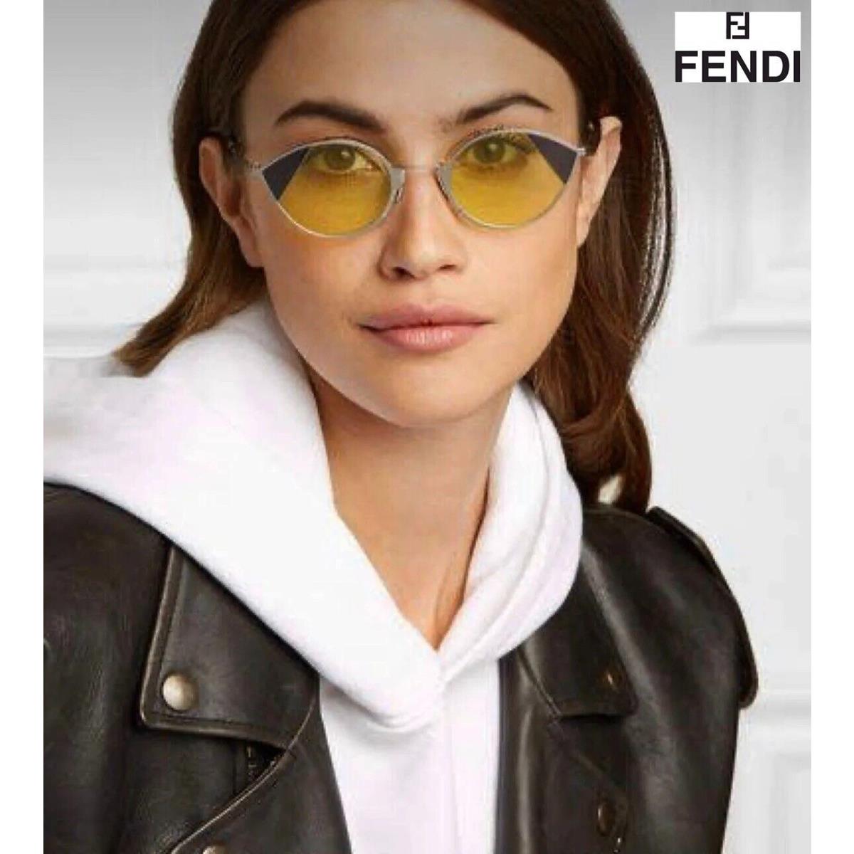 Fendi FF0342/S B1ZHO Silver/grey/beige Yellow Cat Eye Sunglasses. 51mm