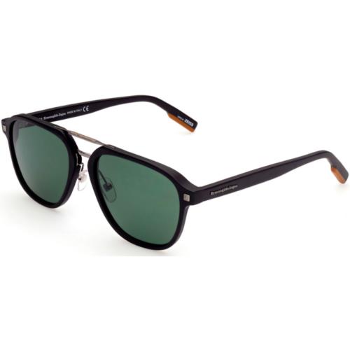 Ermenegildo Zegna EZ 0159-D 01R Sunglasses Matte Black / Green Polarized Square