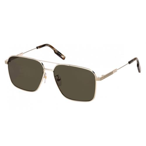 Ermenegildo Zegna EZ 0224-D 32N Sunglasses Pale Gold / Grey Geen Square Pilot