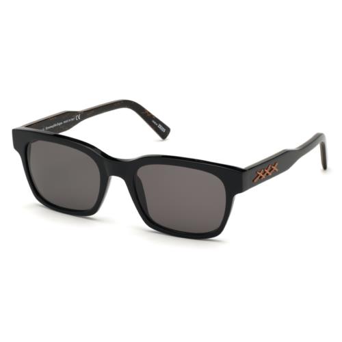 Ermenegildo Zegna XXX6 EZ 0142 01A Sunglasses Black / Grey Rectangular