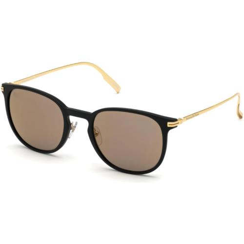 Ermenegildo Zegna EZ 0136 02G Sunglasses Matte Black Gold / Brown Mirrored Gold