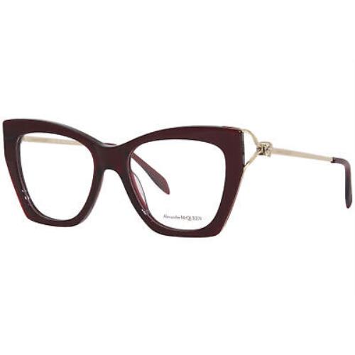 Alexander Mcqueen AM0376O 003 Eyeglasses Women`s Burgundy Full Rim Cat Eye 51mm