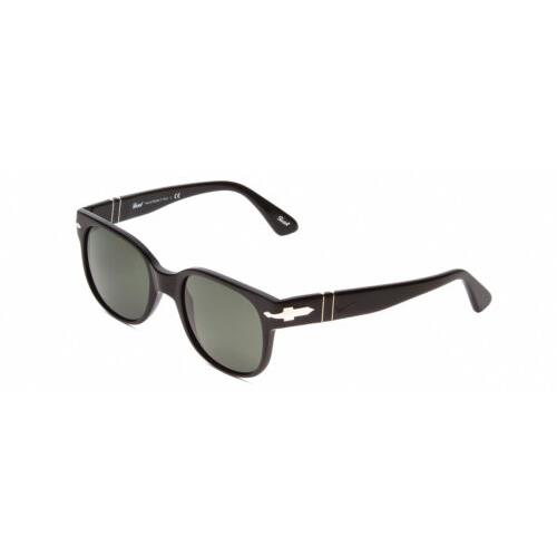 Persol PO 3257S Unisex Square Designer Sunglasses in Black/polarized Green 51 mm