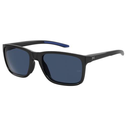 Under Armour UA0005S807-KU Hustle Black Frame Blue Rectangular Lens Sunglasses