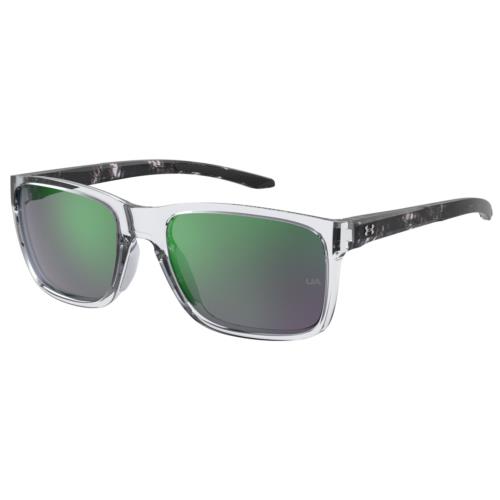 Under Armour UA0005SMNG-Z9 Hustle Clear Frame Green Rectangular Lens Sunglasses