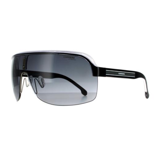 Carrera Topcar 1/N 80S 9O Sunglasses Black White Frame Gray Gradient Lenses