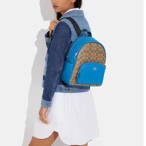 Coach Court SV Khaki/racer Blue Signature Coated Canvas Leather Backpack CJ593