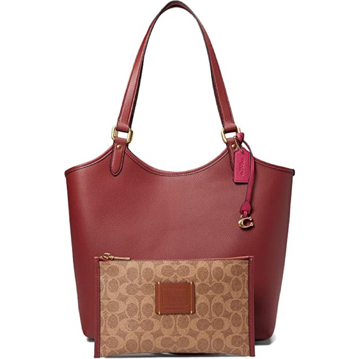 Coach Women`s Polished Pebble Leather Day Tote Cherry One Size - Handle/Strap: , Hardware: Gold, Exterior: