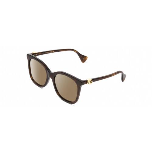 Gucci GG1071S Womens Cateye Polarized Sunglasses Tortoise Havana Brown Gold 55mm Amber Brown Polar