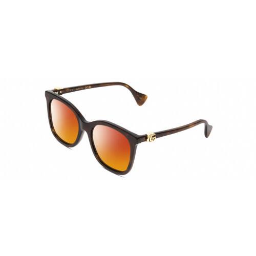 Gucci GG1071S Womens Cateye Polarized Sunglasses Tortoise Havana Brown Gold 55mm Red Mirror Polar