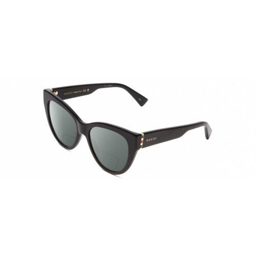 Gucci GG0460S Women Cateye Polarized Bifocal Sunglasses in Gloss Black/gold 53mm Grey