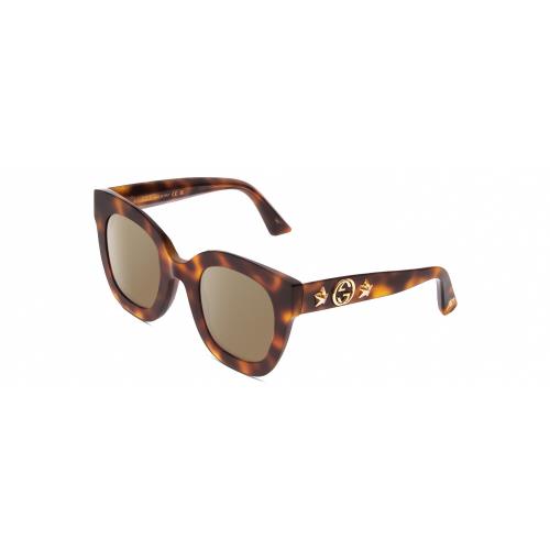 Gucci GG0208S Womens Oversized Polarized Sunglasses in Tortoise Havana Gold 49mm Amber Brown Polar