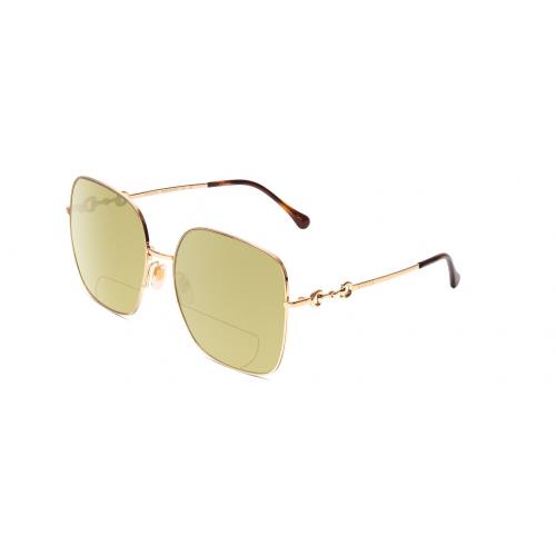 Gucci GG0879S Women`s Polarized Bifocal Sunglasses in Gold/tortoise Havana 61mm Yellow