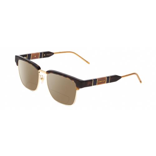 Gucci GG0605O Unisex Cateye Polarized Bifocal Sunglass Tortoise Havana Gold 52mm